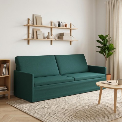 3-personers sofa i mørkegrøn stof - 220 x 81 x 82 cm