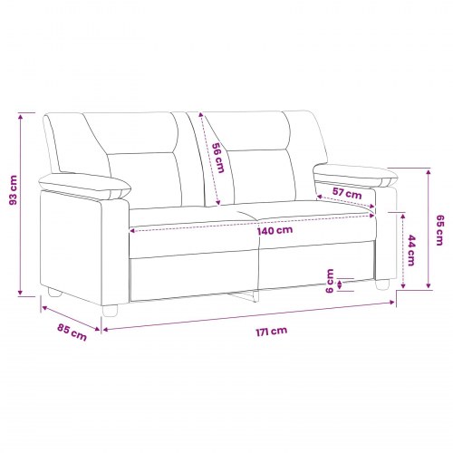 2-personers sofa i kunstlæder - cappuccino, 171 x 85 x 93 cm