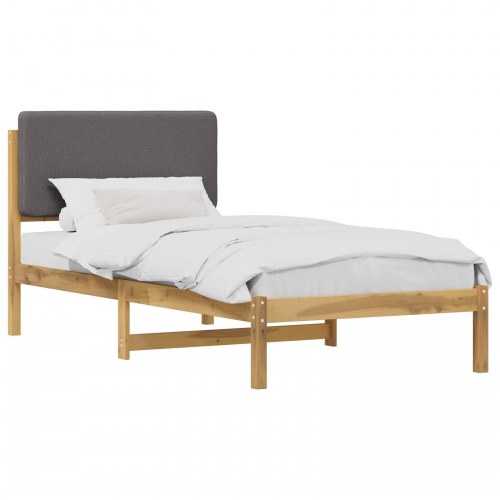 Sengestel med polstret hovedgavl - hvidvasket/lysegrå, 75 x 190 cm