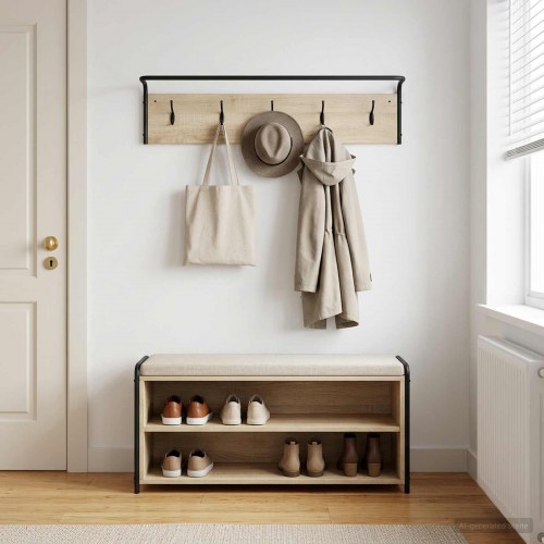 Knagerække med 5 kroge - sonoma-eg, 100 x 30 x 25 cm