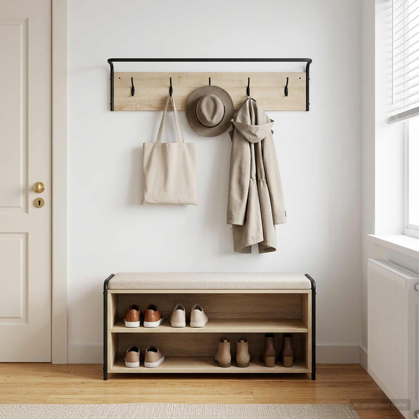 Knagerække med 5 kroge - sonoma-eg, 100 x 30 x 25 cm