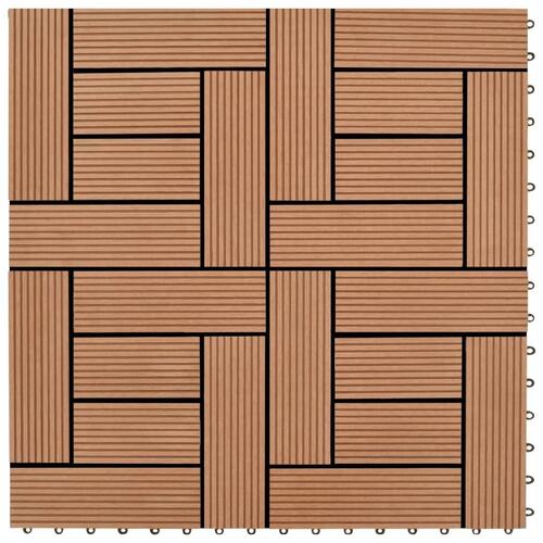 Terrassefliser 22 stk. 30 x 30 cm 2 m2 WPC brun