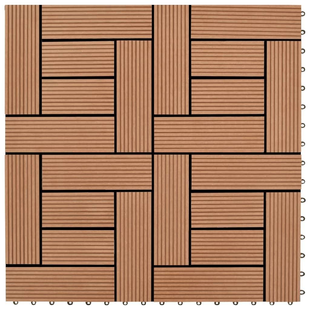 Terrassefliser 22 stk. 30 x 30 cm 2 m2 WPC brun