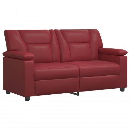 2-personers sofa i kunstlæder - vinrød
