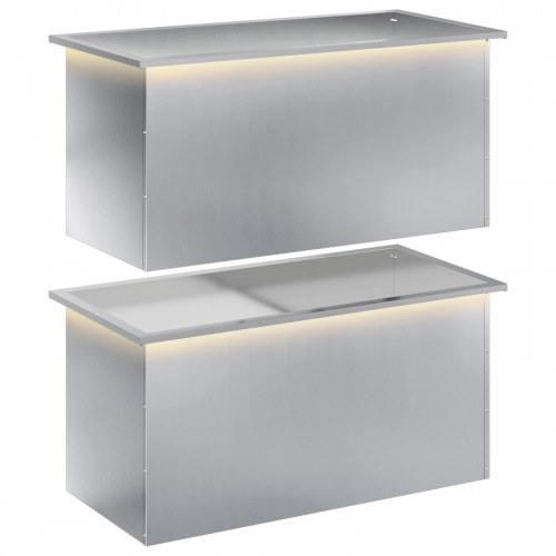 Plantekasse med LED - 2 stk., sølv, 50 x 100 x 48 cm