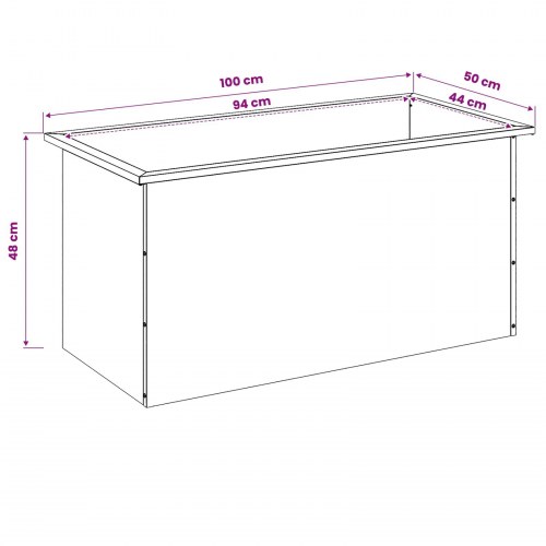 Plantekasse med LED - 2 stk., sølv, 50 x 100 x 48 cm