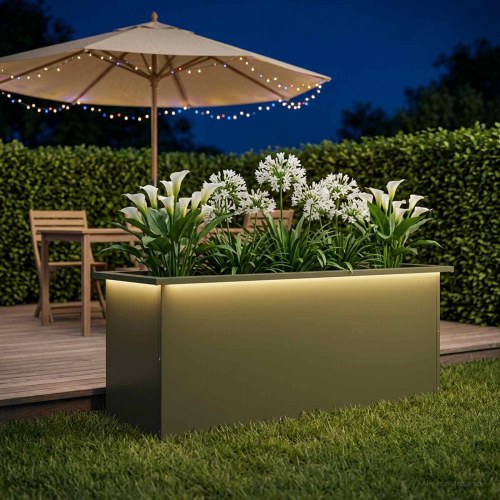 Plantekasse med LED - olivengrøn 40 x 100 x 40 cm