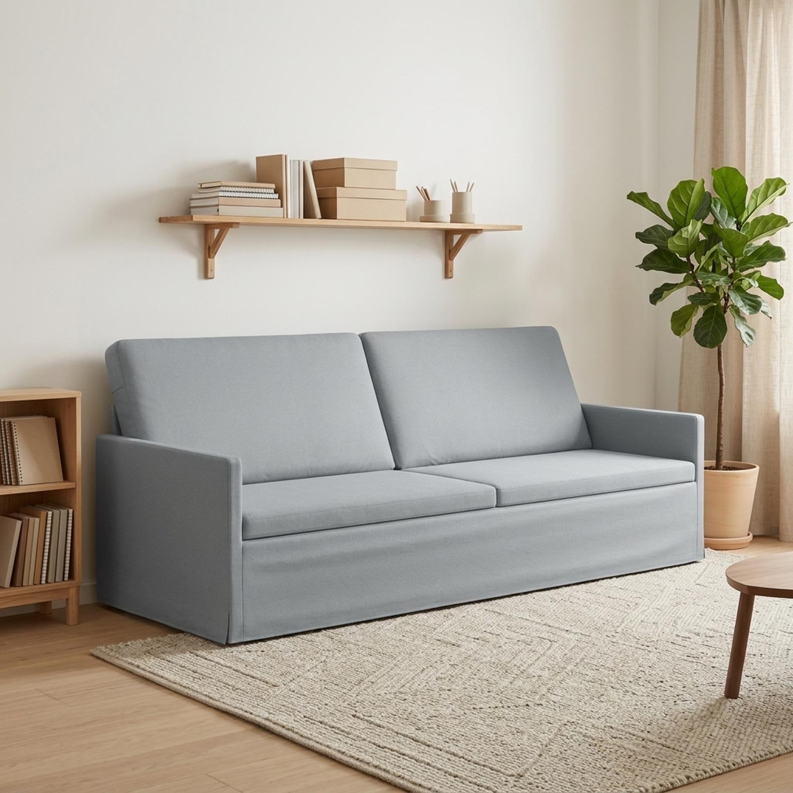 3-personers sofa i lysegrå stof - 220 x 81 x 82 cm