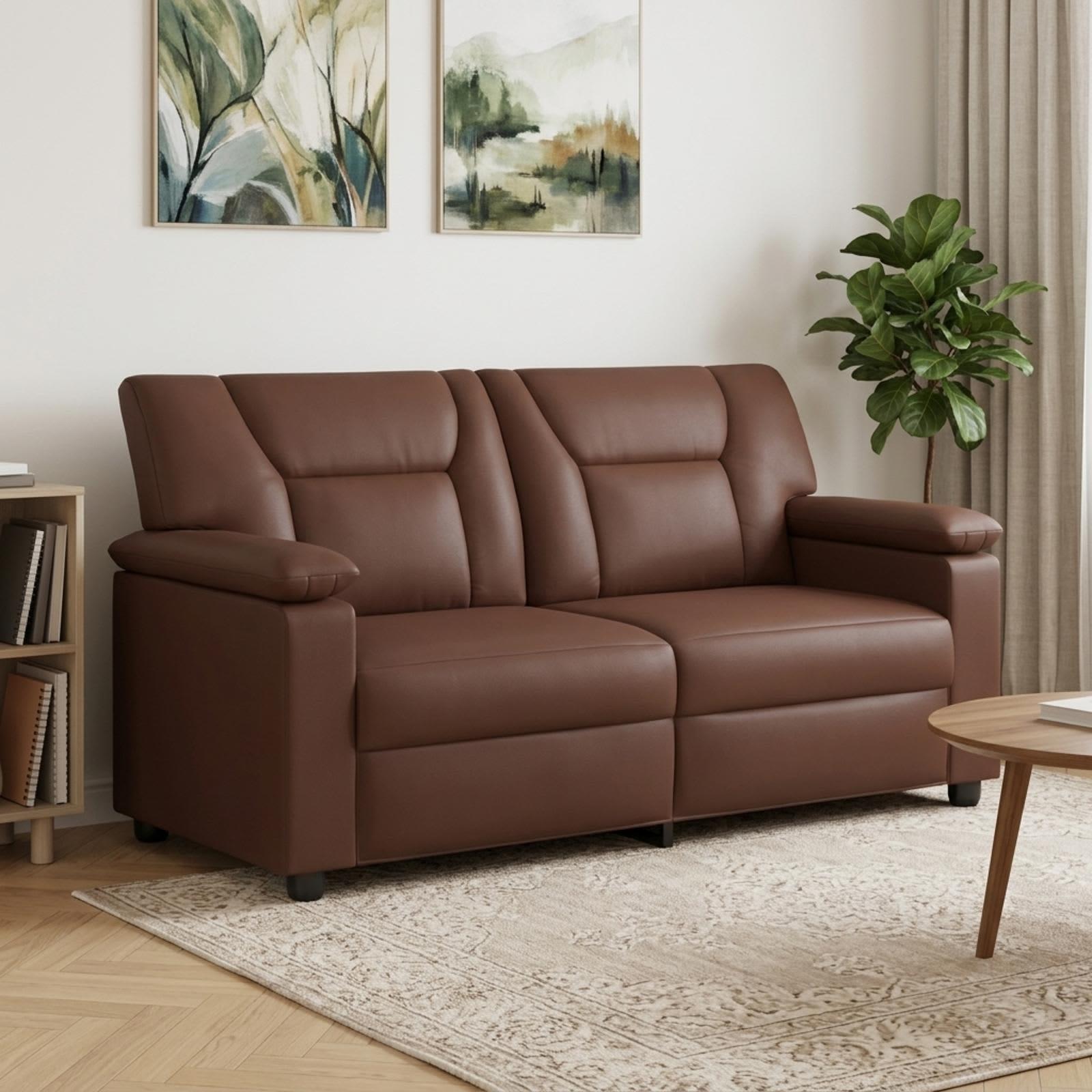 2-personers sofa i kunstlæder - brun 171 x 85 x 93 cm
