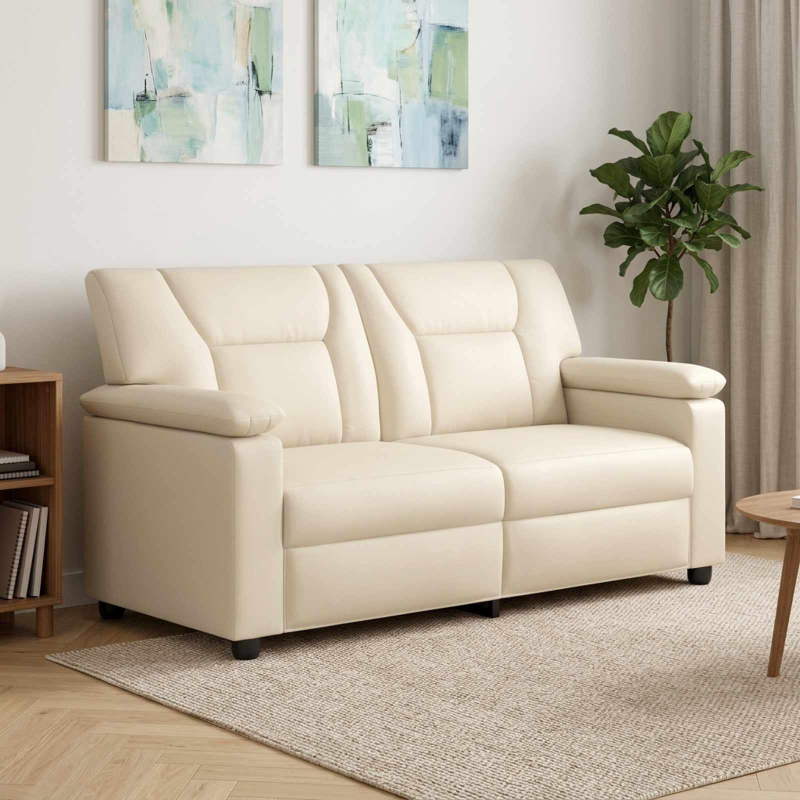2-personers sofa i kunstlæder - cremefarvet, 171 x 85 x 93 cm