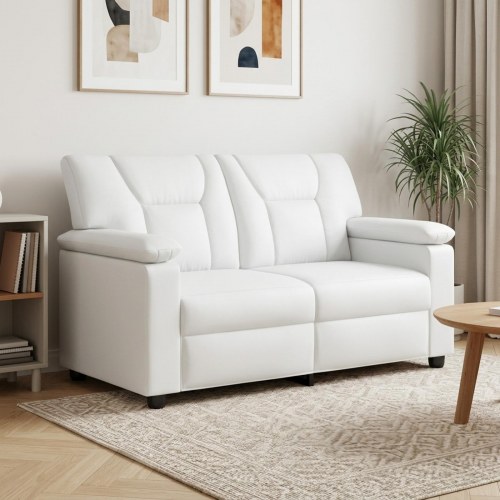 2-personers sofa i hvid kunstlæder - 151 x 85 x 93 cm
