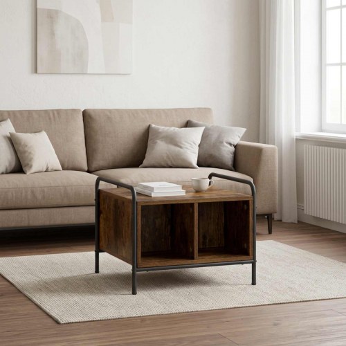 Sofabord i røget eg med opbevaring - 50 x 49 x 41 cm