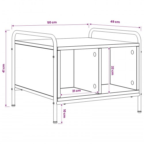 Sofabord i røget eg med opbevaring - 50 x 49 x 41 cm