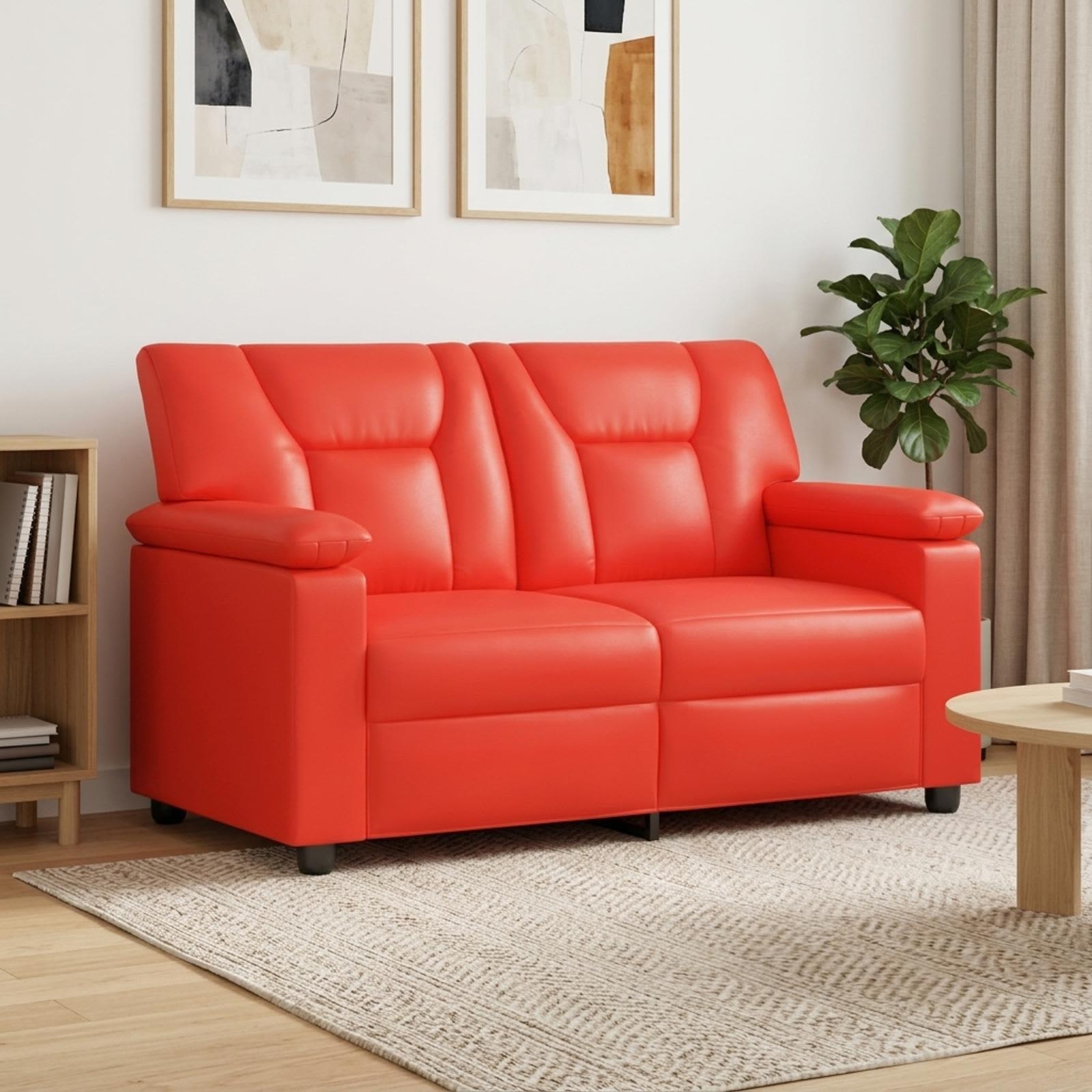 2-personers sofa i rød kunstlæder - 151 x 85 x 93 cm