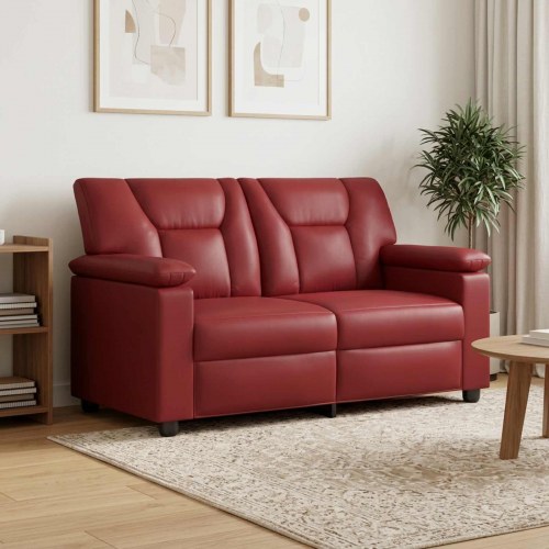 2-personers sofa i kunstlæder - vinrød, 151 x 85 x 93 cm