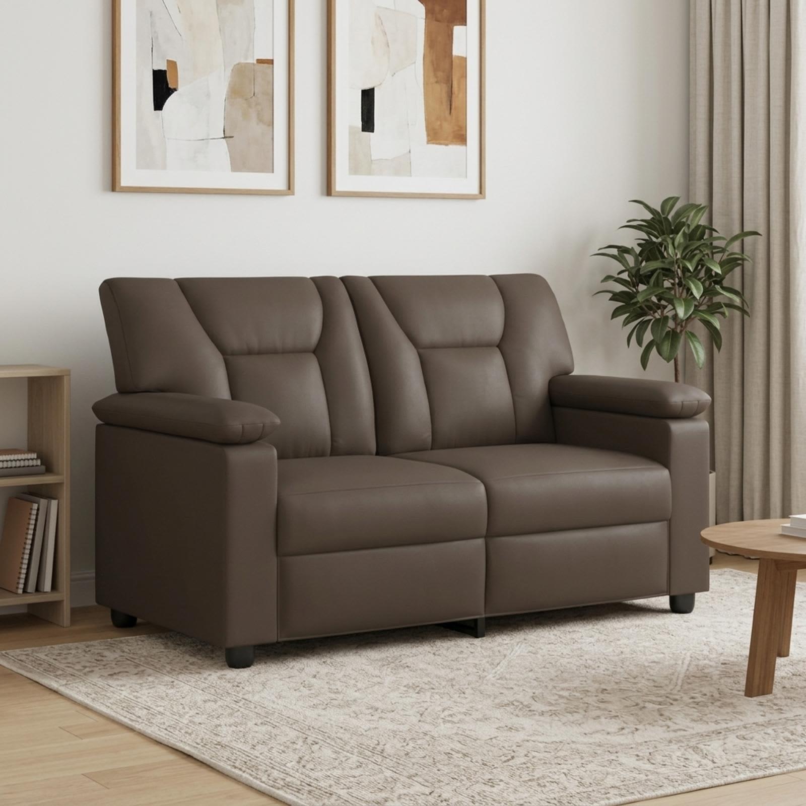 2-personers sofa i grå kunstlæder - 151 x 85 x 93 cm