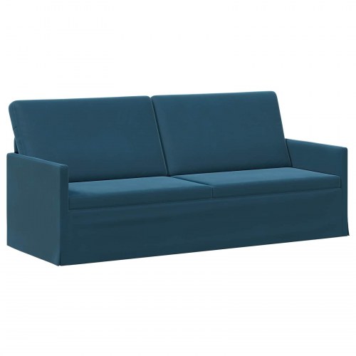3-personers sofa i blå velour - 190 x 81 x 82 cm