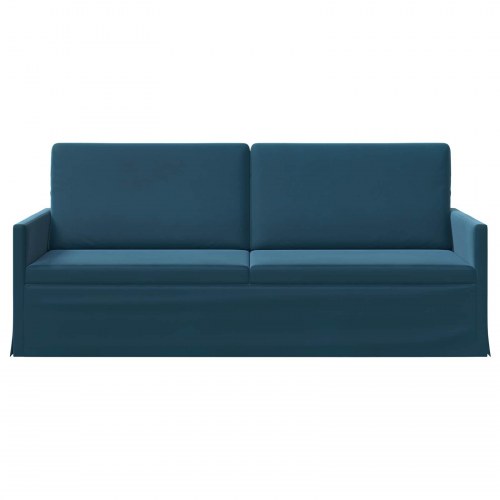 3-personers sofa i blå velour - 190 x 81 x 82 cm