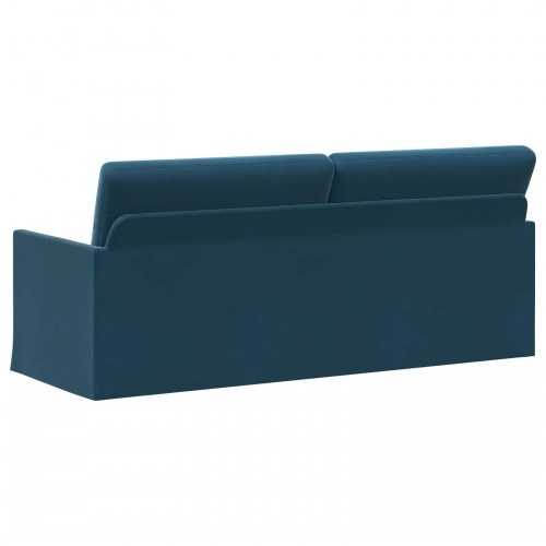 3-personers sofa i blå velour - 190 x 81 x 82 cm