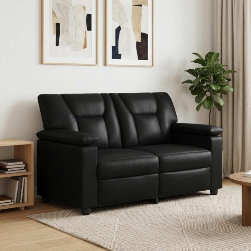 2-personers sofa i sort kunstlæder - 151 x 85 x 93 cm