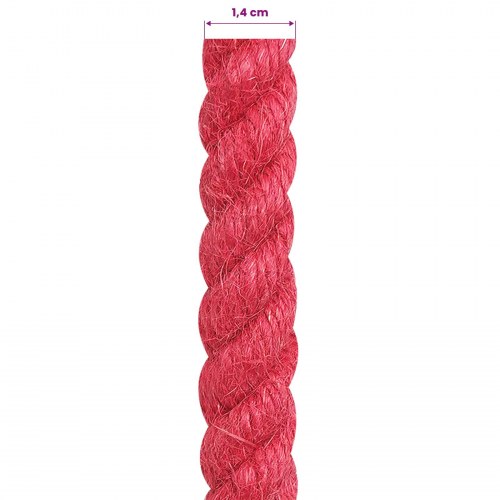 Jutereb 14 mm - rød, 100% tossa jute