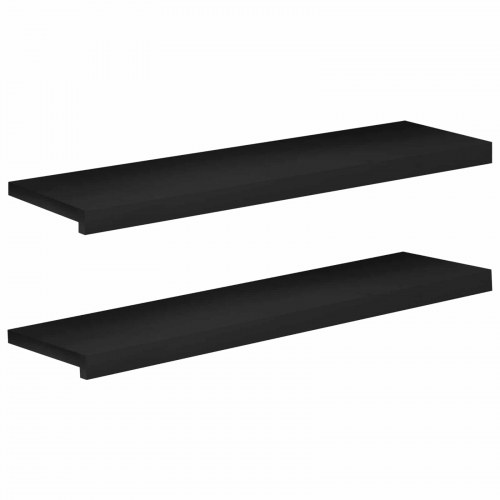 Trappetrin i massiv bøg 2 stk. - sort, 100 x 30 x 2 cm