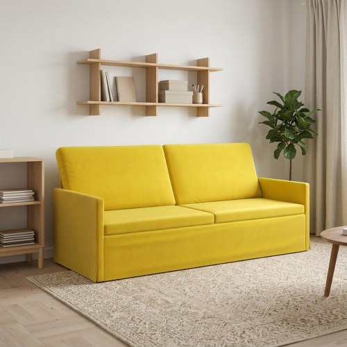 3-personers sofa gul 190 x 81 x 82 cm - velour