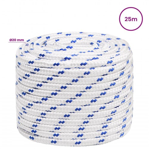 Universaltov i PP 20 mm 25 m - hvid og blå