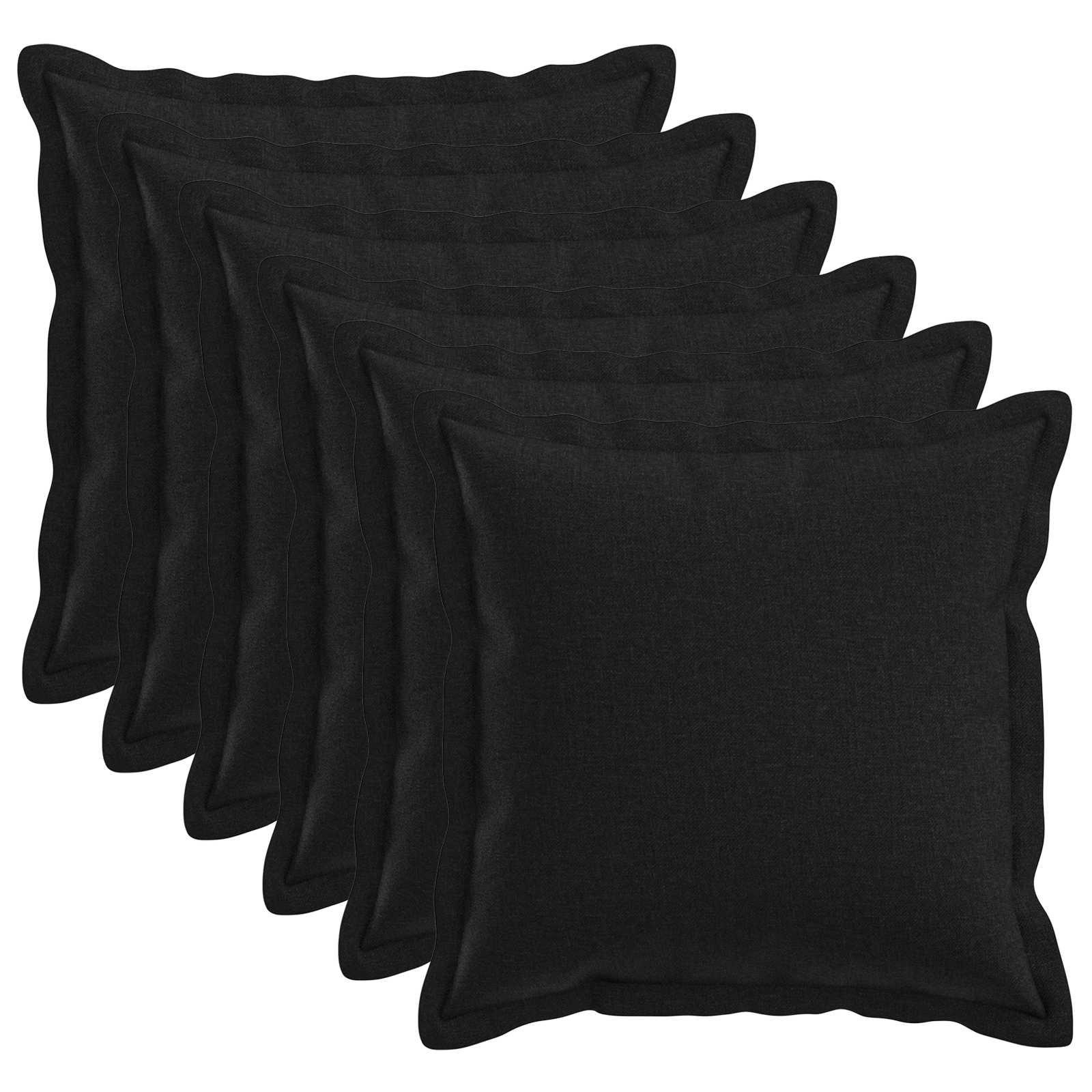 vidaXL Pude 6 stk. HOUTEN Sort 30 x 30 cm Faux Linned