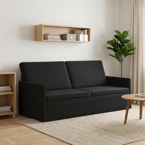 3-personers sofa i sort velour - 190 x 81 x 82 cm
