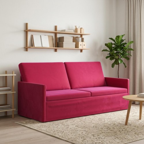 3-personers sofa i velour - vinrød 190 x 81 x 82 cm