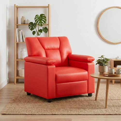 1-personers sofa i kunstlæder - rød, 91 x 85 x 93 cm