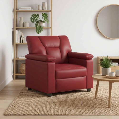 1-personers sofa i kunstlæder - vinrød, 91 x 85 x 93 cm