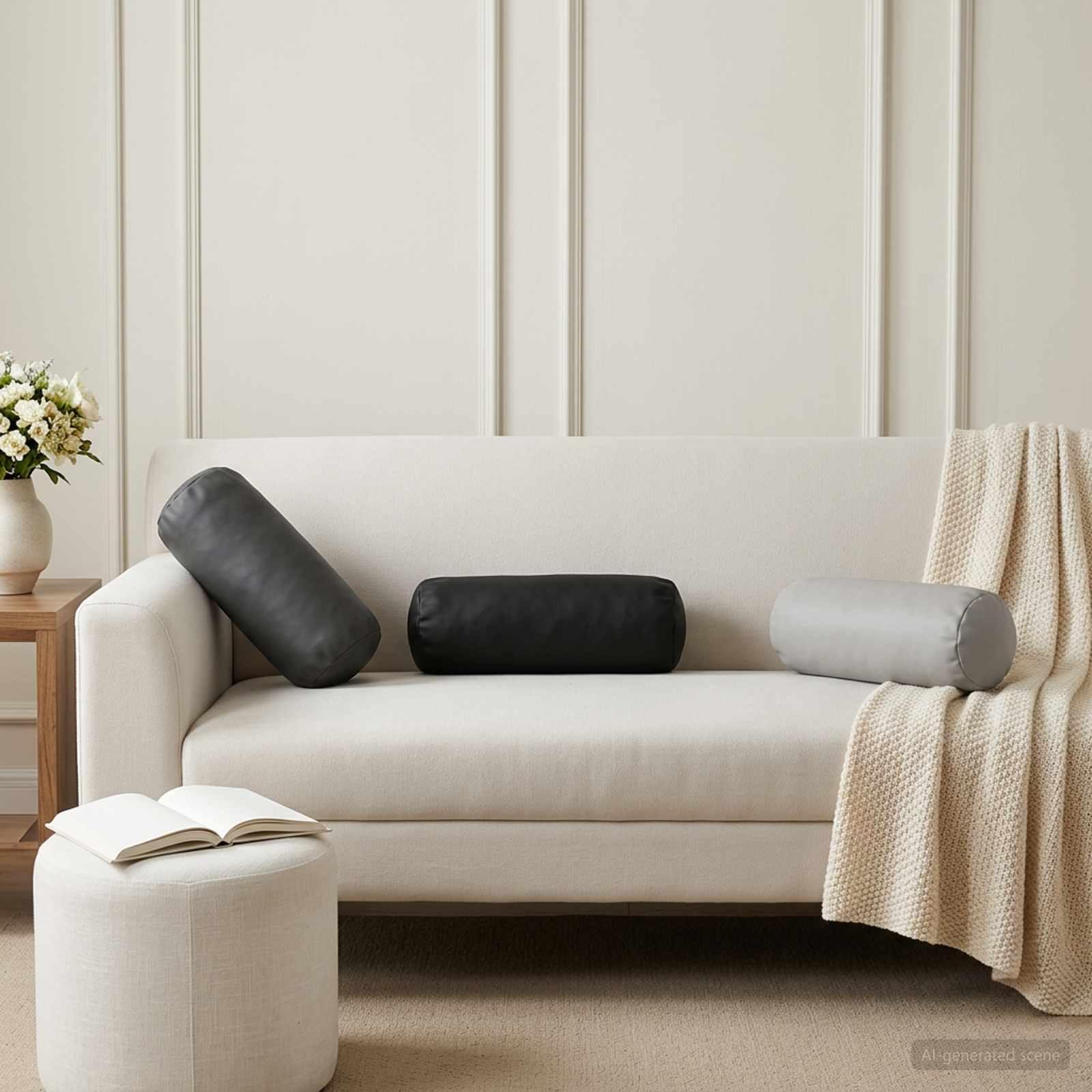vidaXL Pude 2 stk. HEERLEN Antracit Ø 15 x 40 cm Polyester