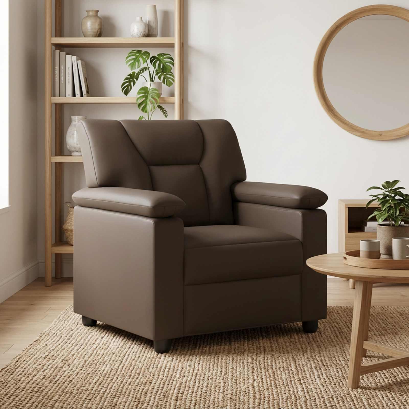 1-personers sofa - grå kunstlæder, 91 x 85 x 93 cm