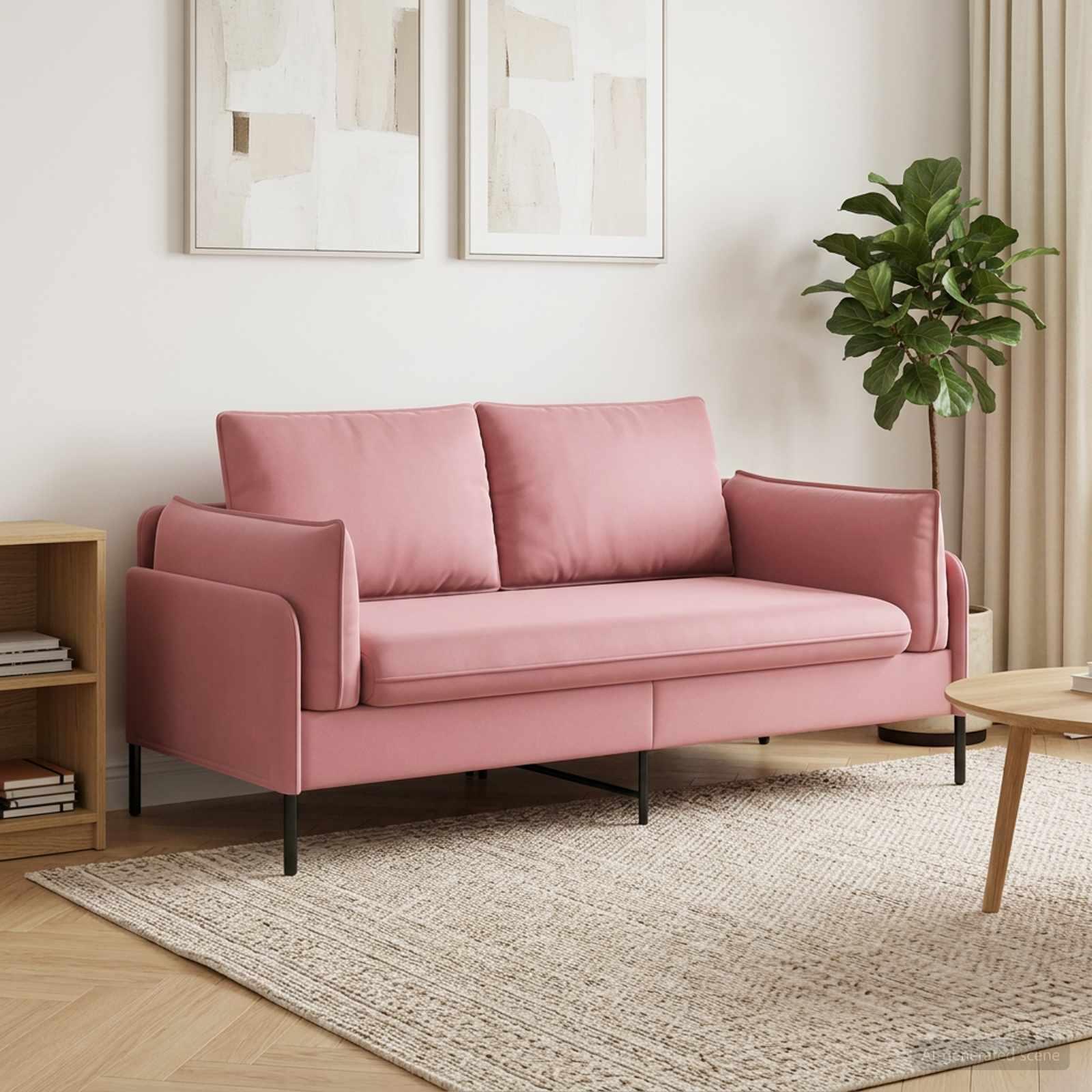 vidaXL 2-personers sofa 2-personers Lyserød 188 x 81 x 89 cm Fløjl