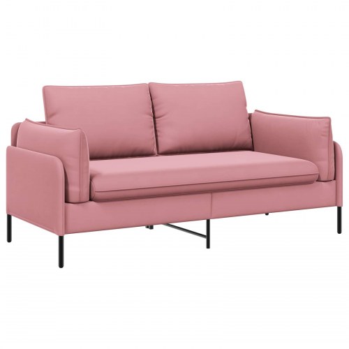 2-personers sofa i lyserød fløjl - 188 x 81 x 89 cm