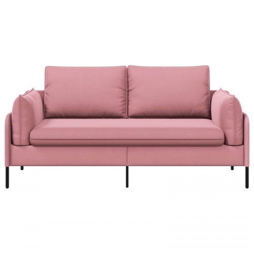 2-personers sofa i lyserød fløjl - 188 x 81 x 89 cm