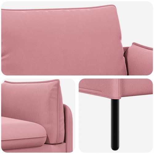 2-personers sofa i lyserød fløjl - 188 x 81 x 89 cm