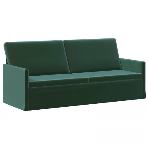 3-personers sofa i mørkegrøn velour - 190 x 81 x 82 cm