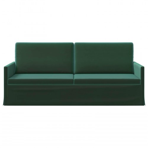 3-personers sofa i mørkegrøn velour - 190 x 81 x 82 cm