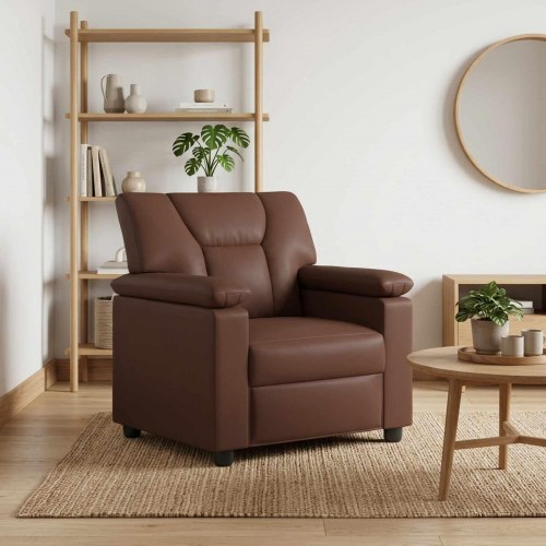 1-personers sofa i brun kunstlæder - 91 x 85 x 93 cm