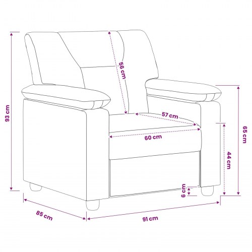 1-personers sofa i brun kunstlæder - 91 x 85 x 93 cm