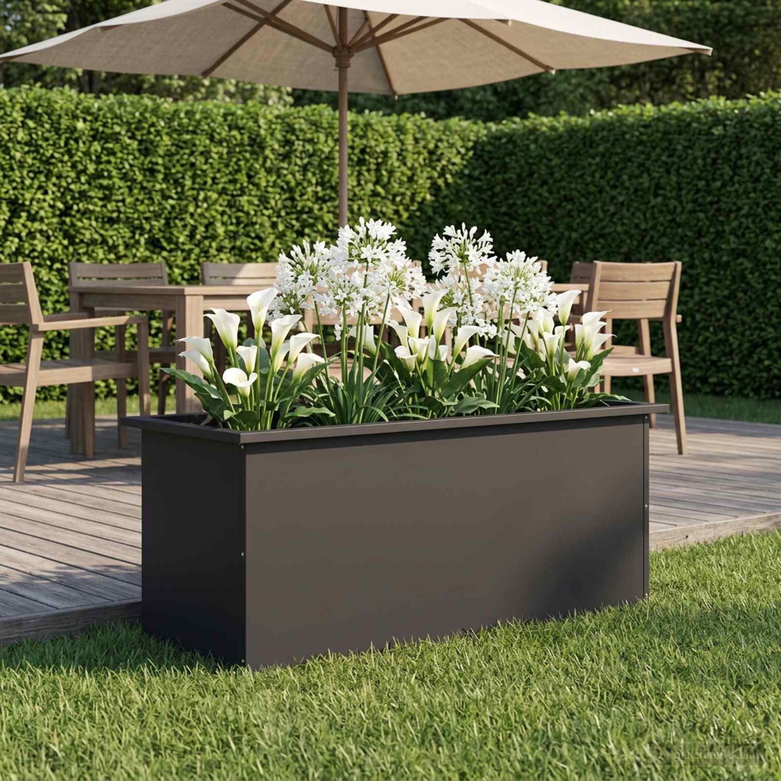 Plantekasse med LED - sort 40 x 100 x 40 cm