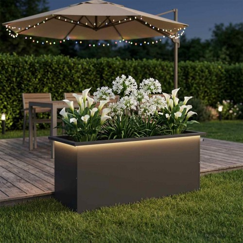 Plantekasse med LED - sort 40 x 100 x 40 cm