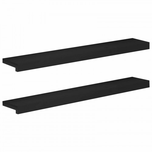Vindueskarme 2 stk. sort 100 x 20 x 2 cm i massiv bøg