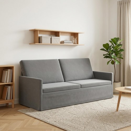 3-personers sofa i mørkegrå velour - 190 x 81 x 82 cm