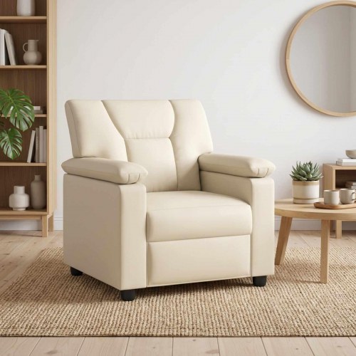 1-personers sofa cremefarvet kunstlæder - 91 x 85 x 93 cm
