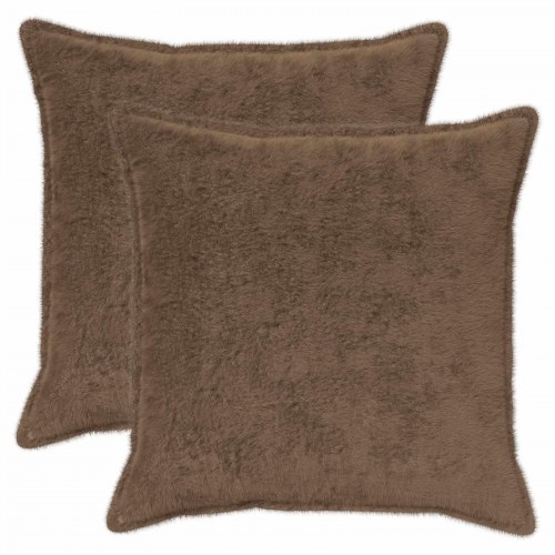 Pudebetræk 2 stk. HOUTEN lys brun 60 x 60 cm i faux kaninpels