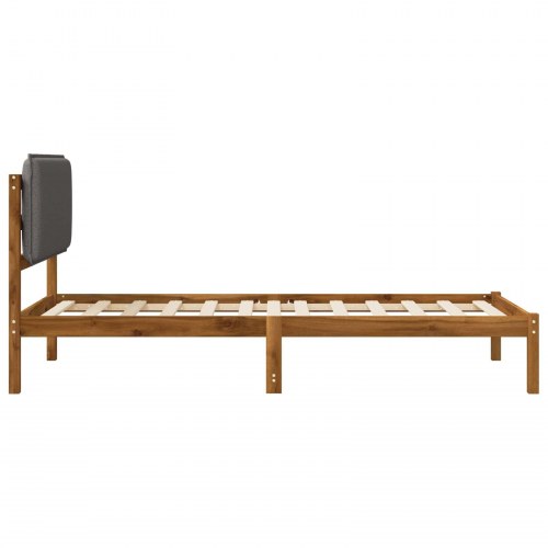 Sengestel med polstret hovedgavl 90 x 190 cm - naturfarvet og lysegrå